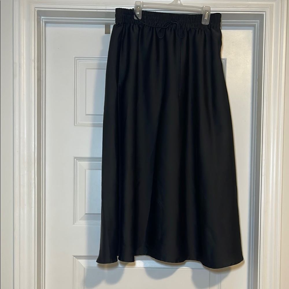 Dynamite Black Smocked A-Line Midi Skirt